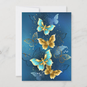 Golden butterflies holiday card