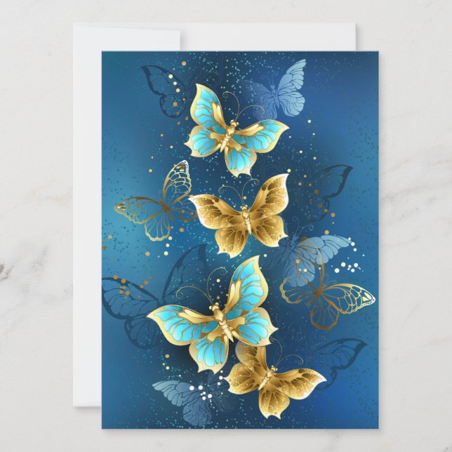 Golden butterflies holiday card (Front)