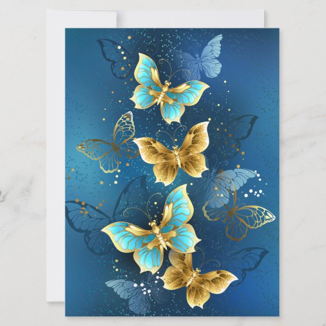 Golden butterflies invitation (Front)
