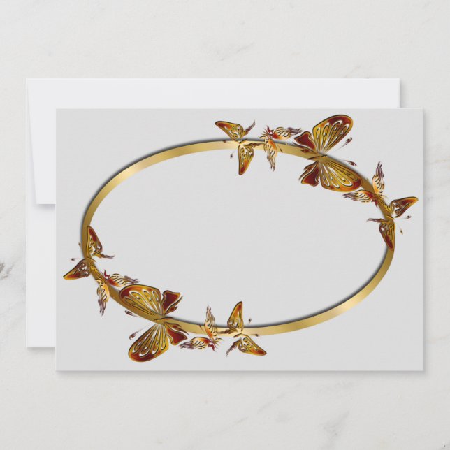 Golden Butterflies Invitation (Front)