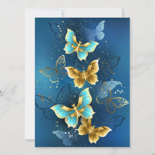 Golden butterflies invitation
