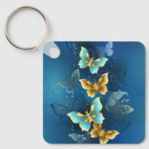 Golden butterflies key ring