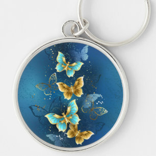 Golden butterflies key ring