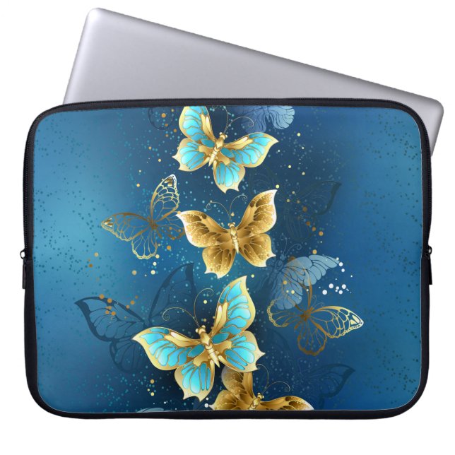 Golden butterflies laptop sleeve (Front)