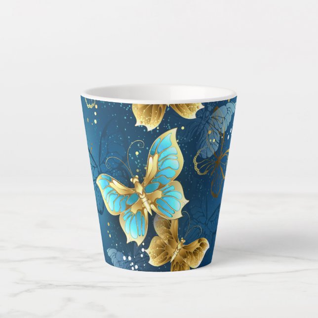 Golden butterflies latte mug (Front)