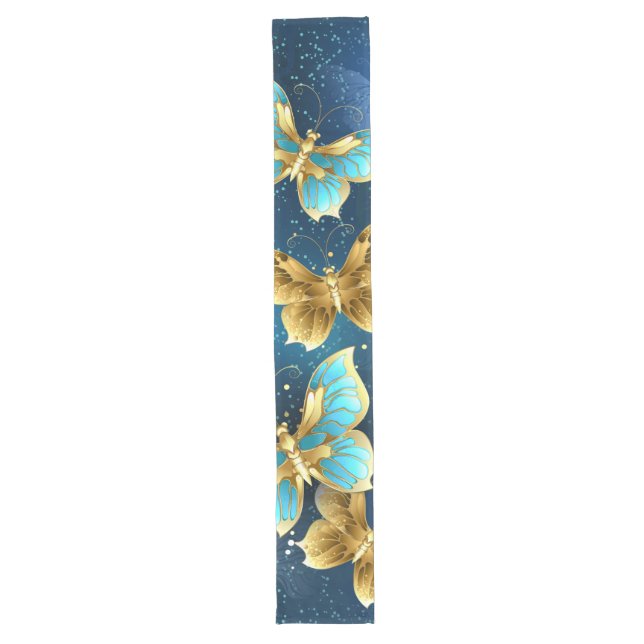 Golden butterflies long table runner (Front)
