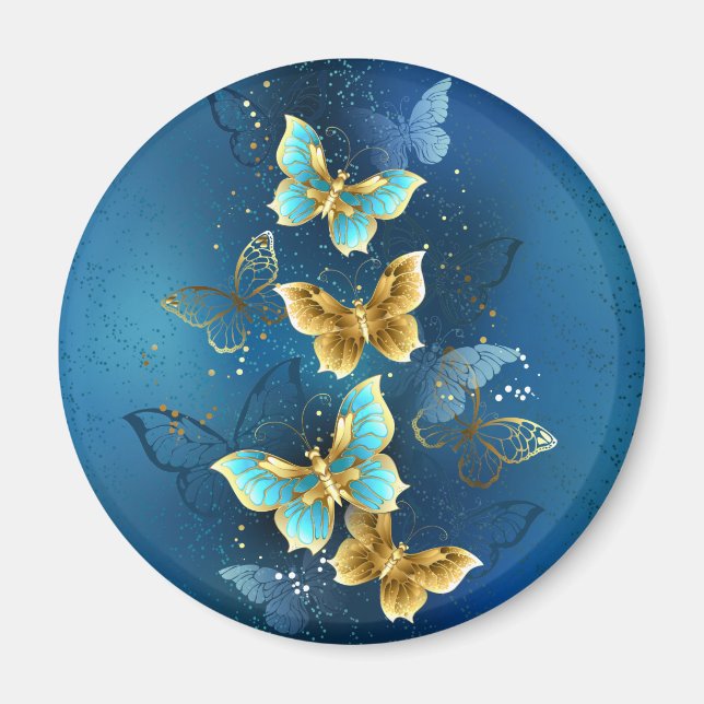 Golden butterflies magnet (Front)