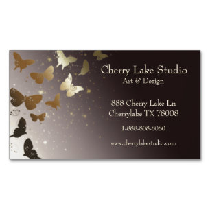 Golden Butterflies Magnetic Business Card