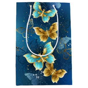Golden butterflies medium gift bag