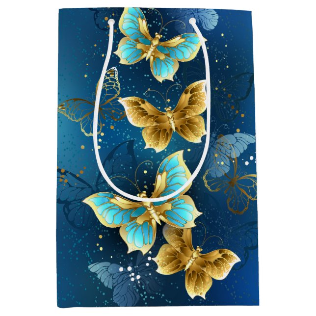 Golden butterflies medium gift bag (Front)