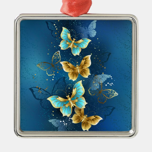Golden butterflies metal tree decoration (Front)