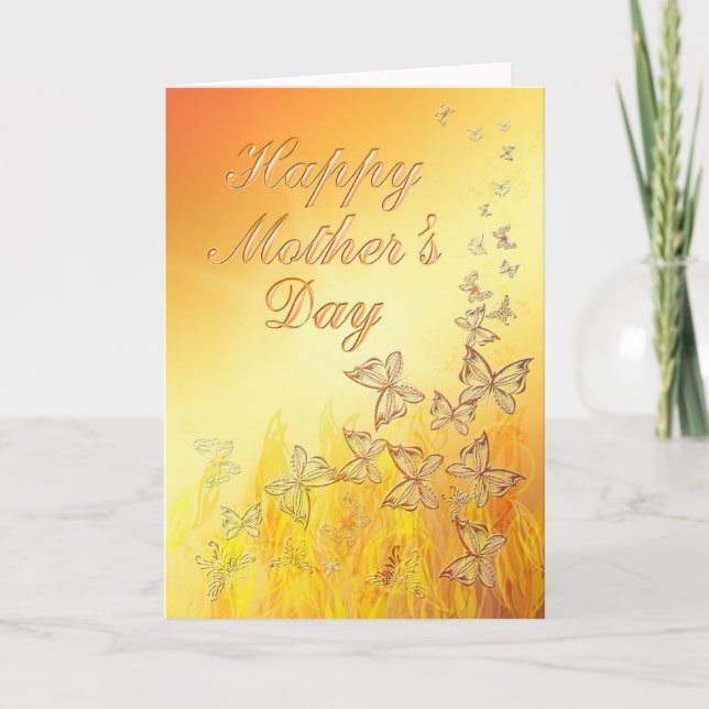 Golden Butterflies Mother's Day card (Front)