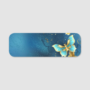 Golden butterflies name tag