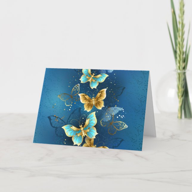Golden butterflies note card (Front)