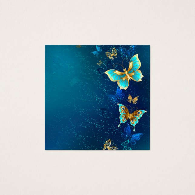 Golden Butterflies on a Blue Background (Front)