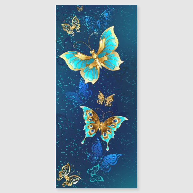 Golden Butterflies on a Blue Background (Front)