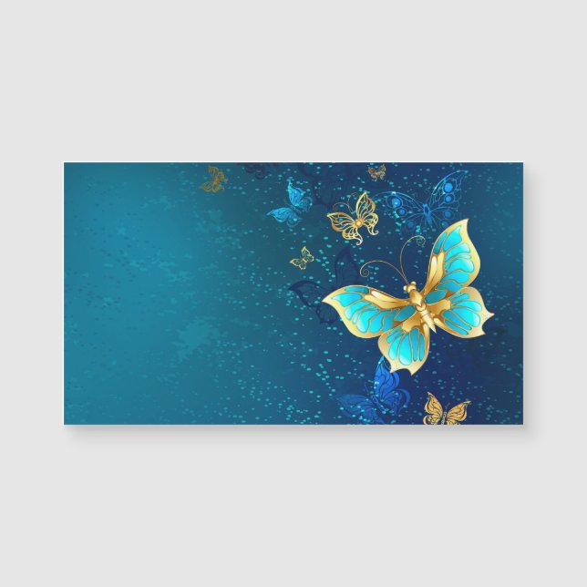 Golden Butterflies on a Blue Background (Front)