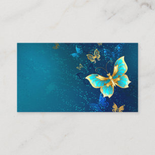 Golden Butterflies on a Blue Background Calling Card