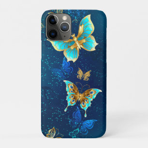 Golden Butterflies on a Blue Background Case-Mate iPhone Case