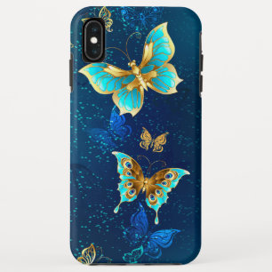 Golden Butterflies on a Blue Background Case-Mate iPhone Case