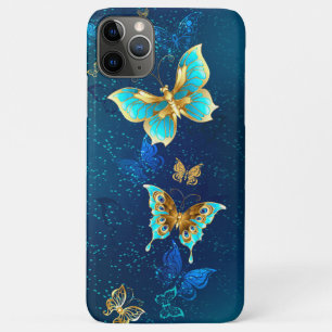 Golden Butterflies on a Blue Background Case-Mate iPhone Case