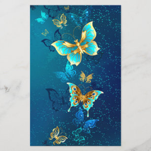 Golden Butterflies on a Blue Background Flyer
