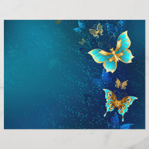 Golden Butterflies on a Blue Background Flyer