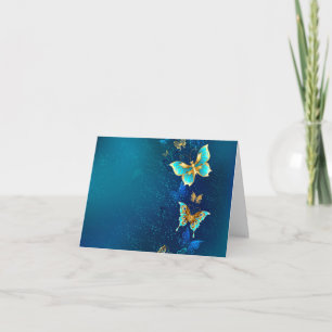 Golden Butterflies on a Blue Background Invitation