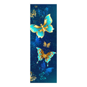 Golden Butterflies on a Blue Background Photo Print