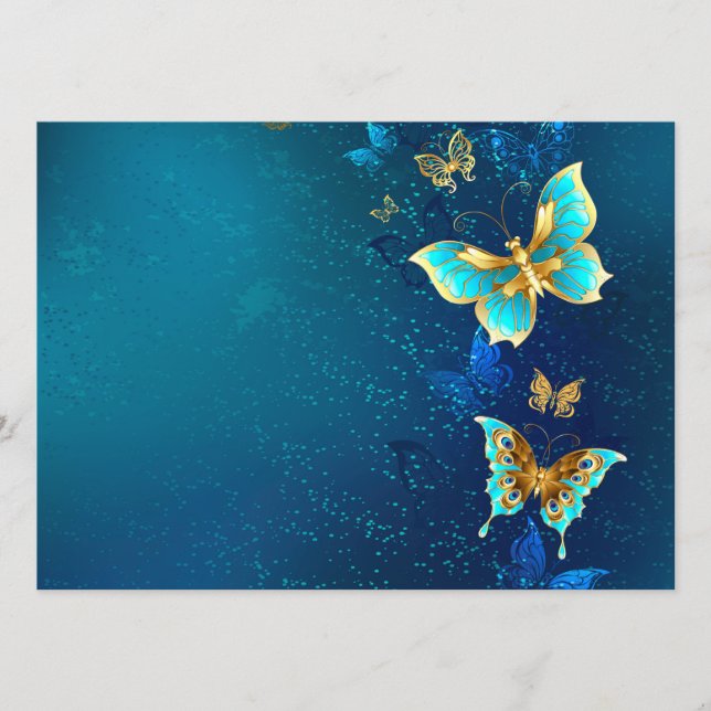 Golden Butterflies on a Blue Background Programme (Front)
