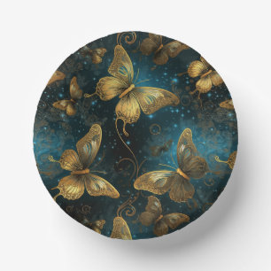 Golden Butterflies Paper Bowls Plate
