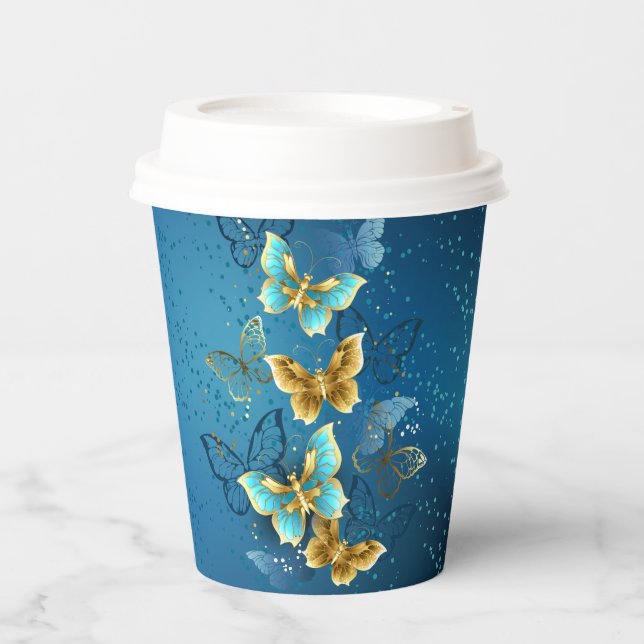 Golden butterflies paper cups (Front)