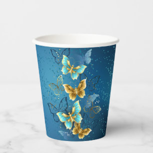 Golden butterflies paper cups