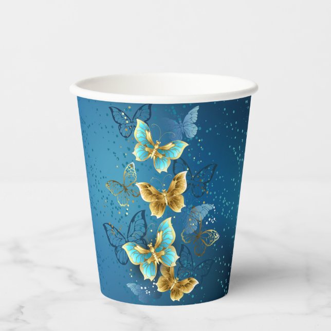 Golden butterflies paper cups (Front)