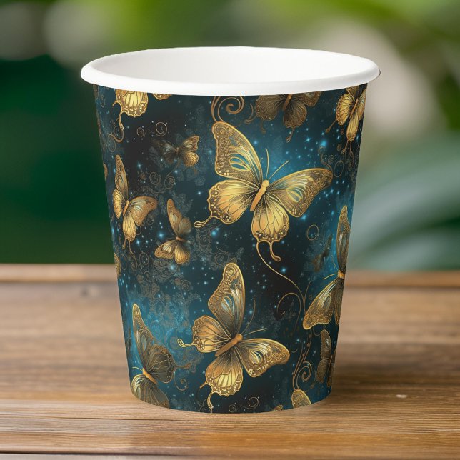 Golden Butterflies Paper Cups (Add a touch of elegance to your gatherings 🦋✨ #GoldenButterflies #PartyEssentials)
