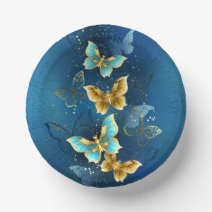 Golden butterflies paper plate