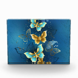 Golden butterflies photo block