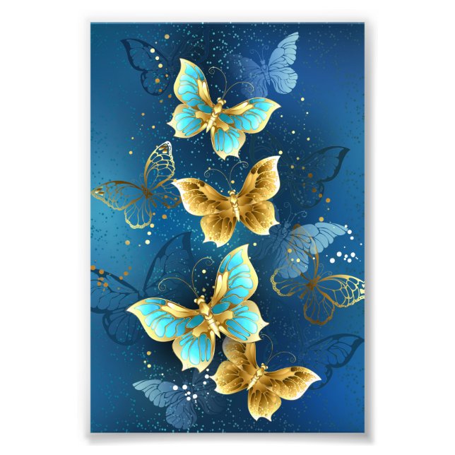 Golden butterflies photo print (Front)