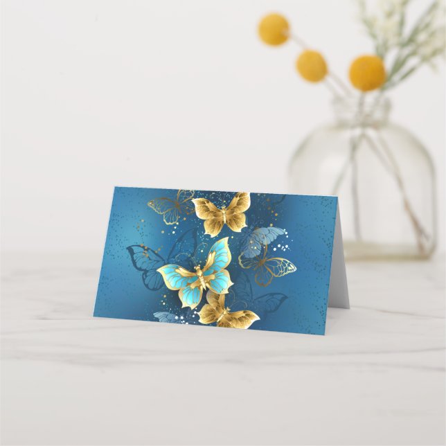 Golden butterflies place card (Front)