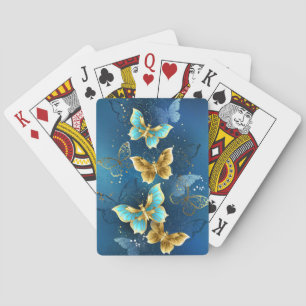 Golden butterflies playing cards