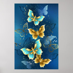 Golden butterflies poster