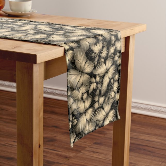 Golden Butterflies Print Long Table Runner (In Situ)