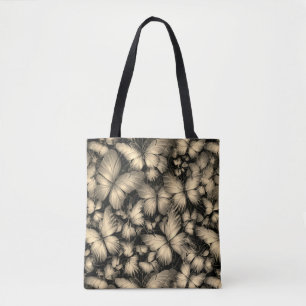 Golden Butterflies Print Tote Bag
