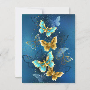 Golden butterflies RSVP card