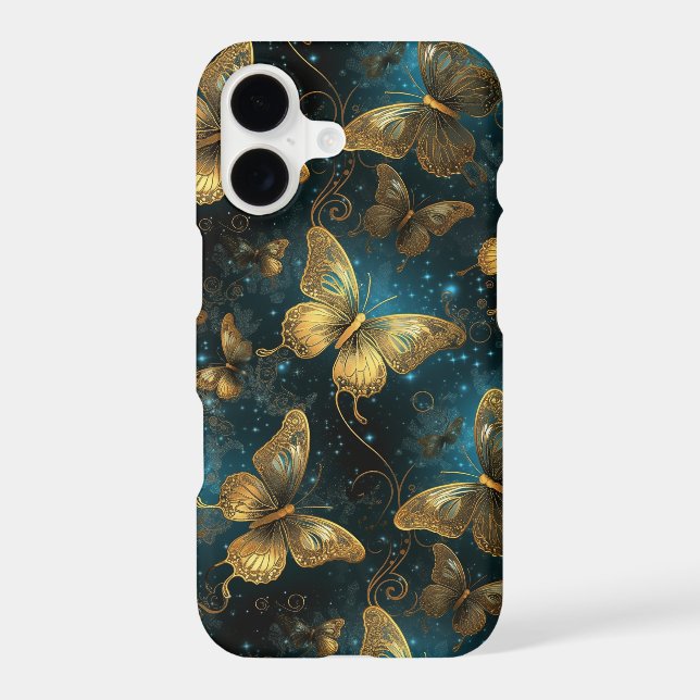 Golden Butterflies Slim Fit iPhone 14 Case (Back)