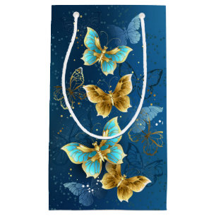 Golden butterflies small gift bag