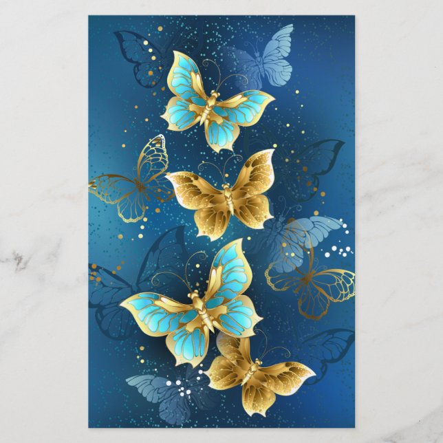 Golden butterflies stationery (Front)