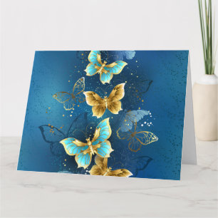 Golden butterflies thank you card