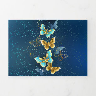 Golden butterflies Tri-Fold invitation