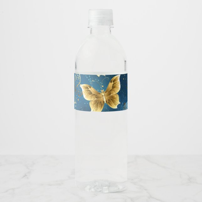 Golden butterflies water bottle label (Front)
